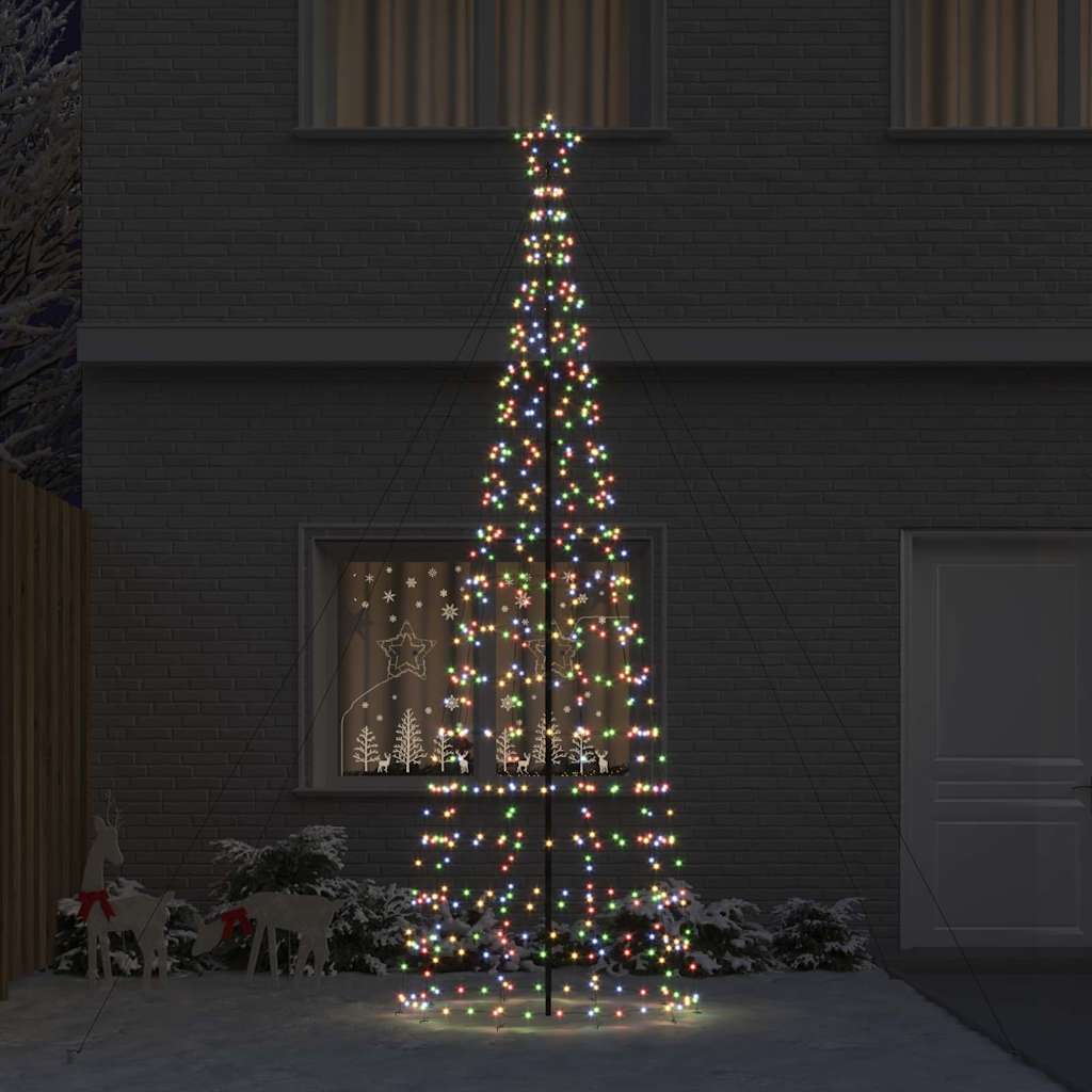 LED Juletræ med jordsøjler med jordspyd Flerfarvet 400 cm Jern