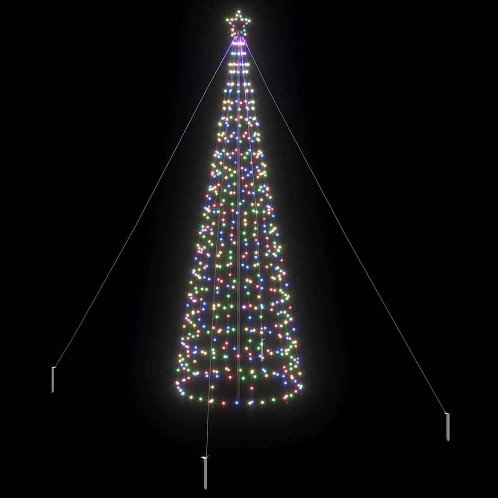 LED Juletræ med jordsøjler med jordspyd Flerfarvet 400 cm Jern