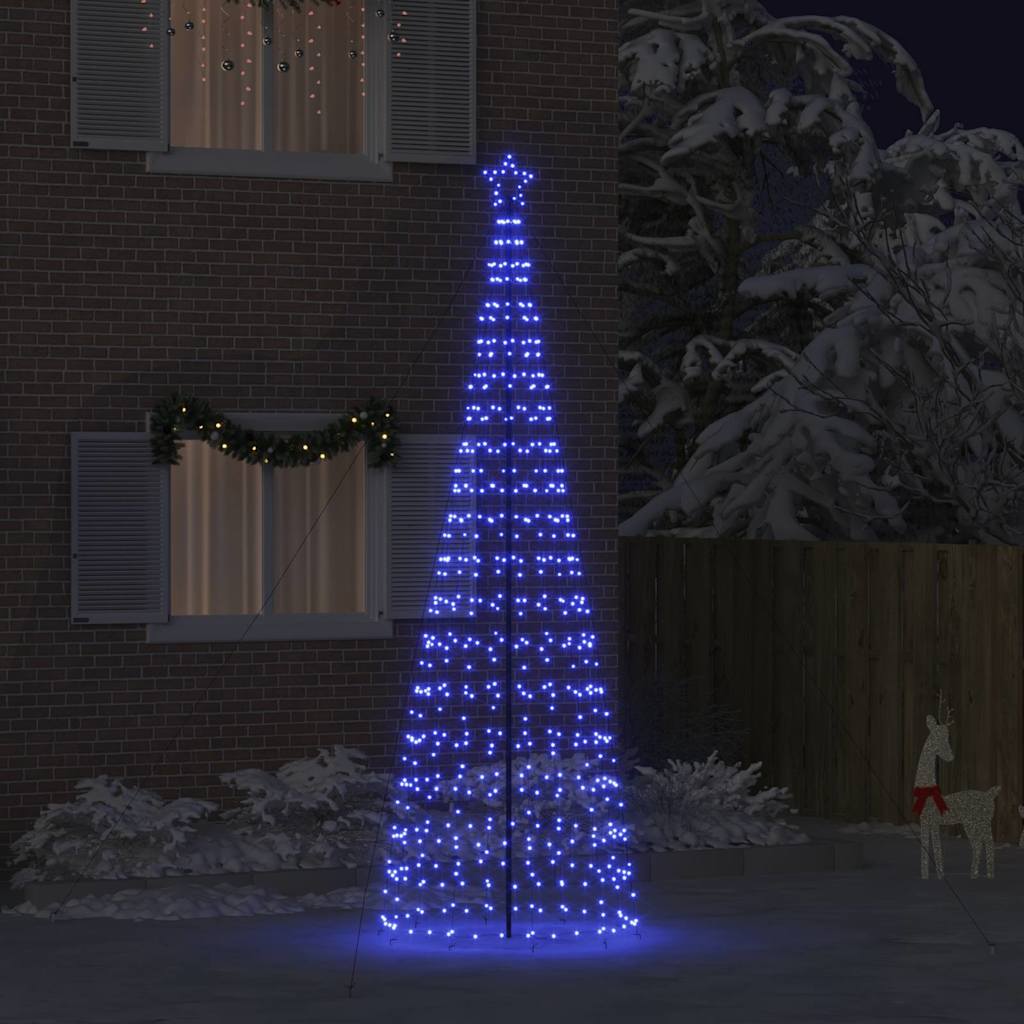 LED Juletræ med jordsøjler med 800 LED'er Blå 400 cm Jern