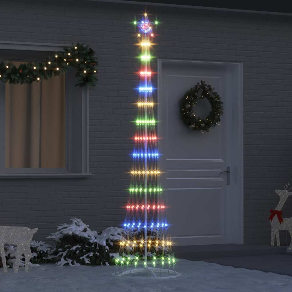 LED juletræ med 290 LED'er med stativ Flerfarvet 250 cm Metal