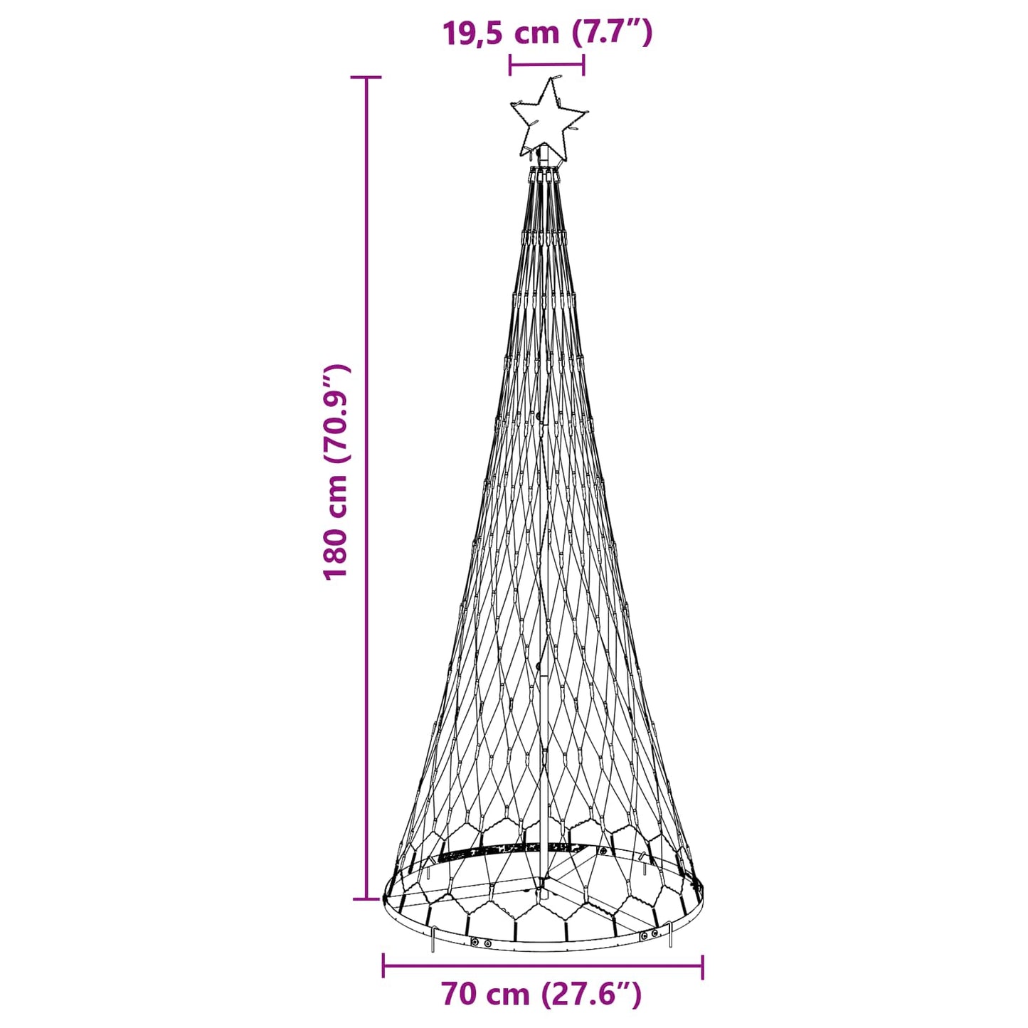 LED juletræ med 230 LED'er med stativ Flerfarvet 184,5 cm Metal
