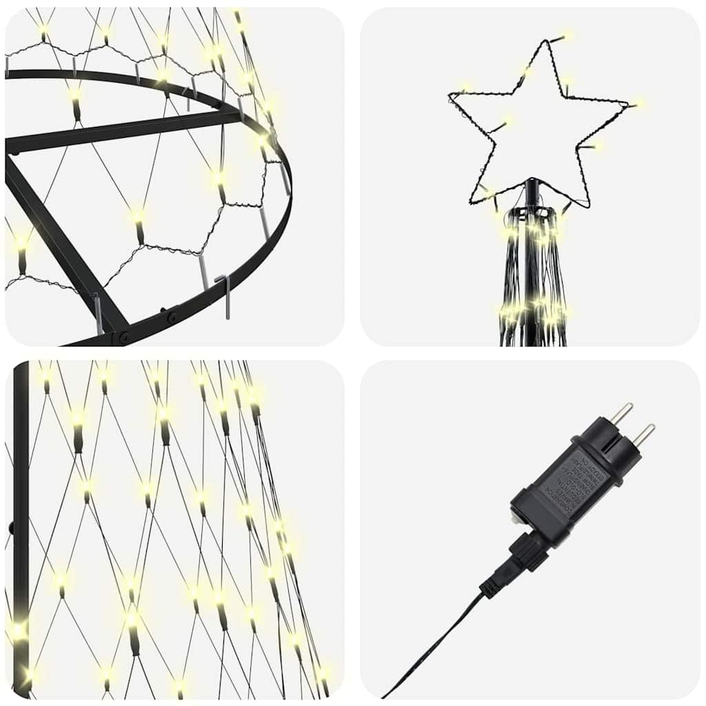 LED juletræ med 295 LED'er med stativ Varm hvid 250 cm Metal