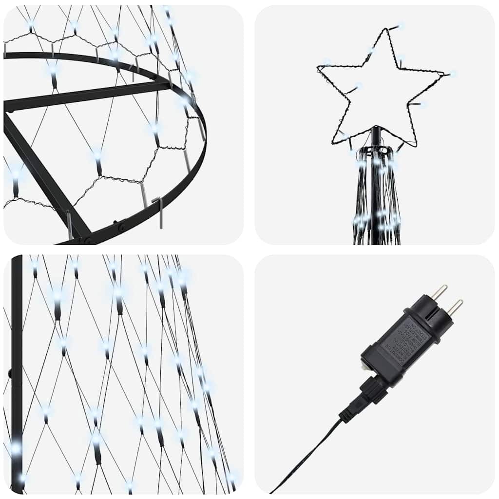 LED juletræ med 295 LED'er med stativ Kold hvid 250 cm Metal