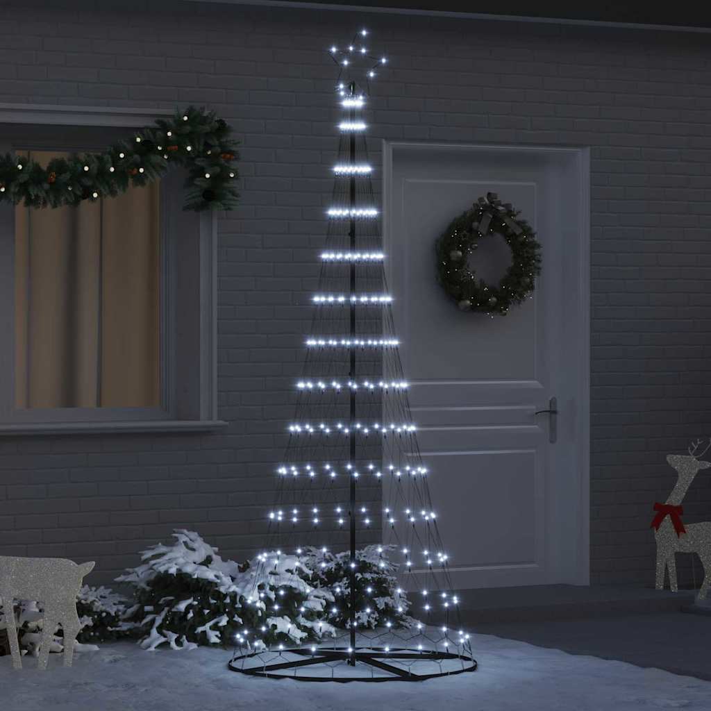 LED juletræ med 295 LED'er med stativ Kold hvid 250 cm Metal