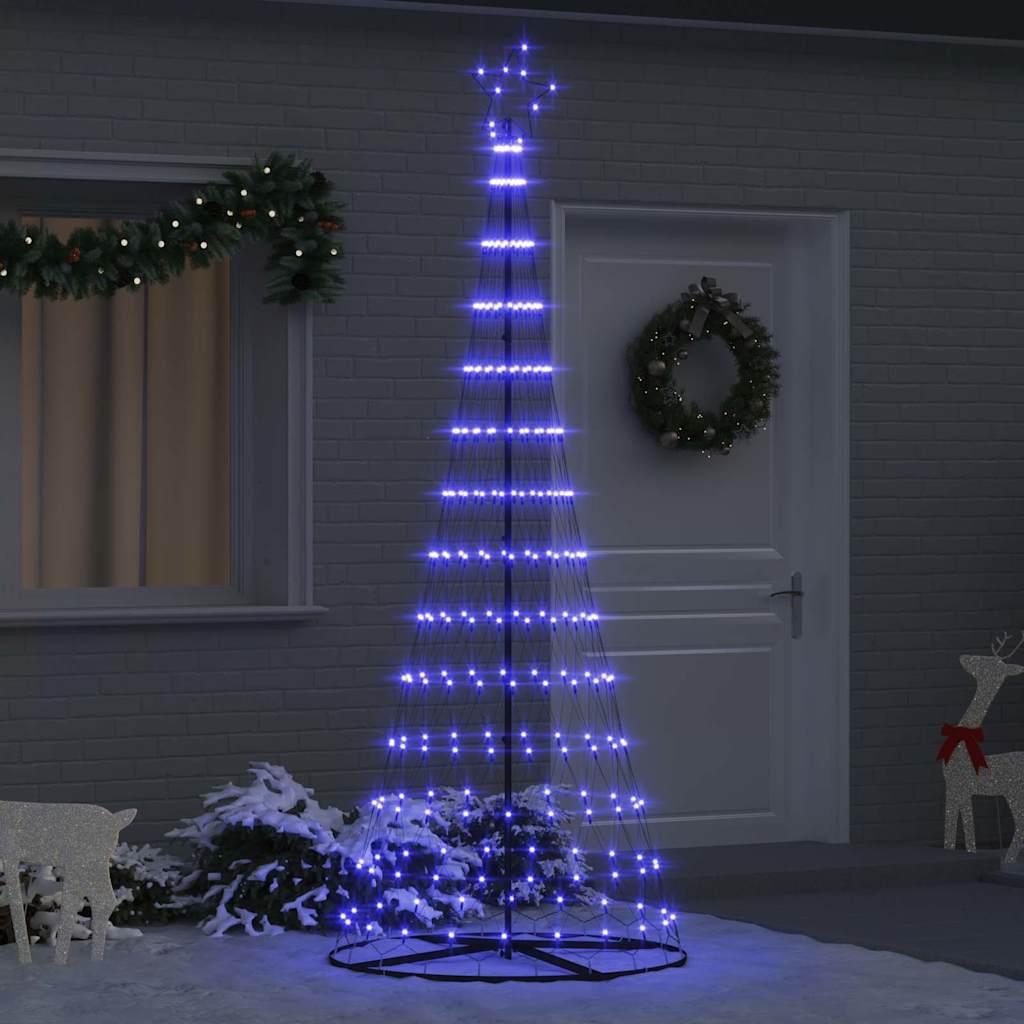 LED juletræ med 295 LED'er med stativ Blå 250 cm Metal