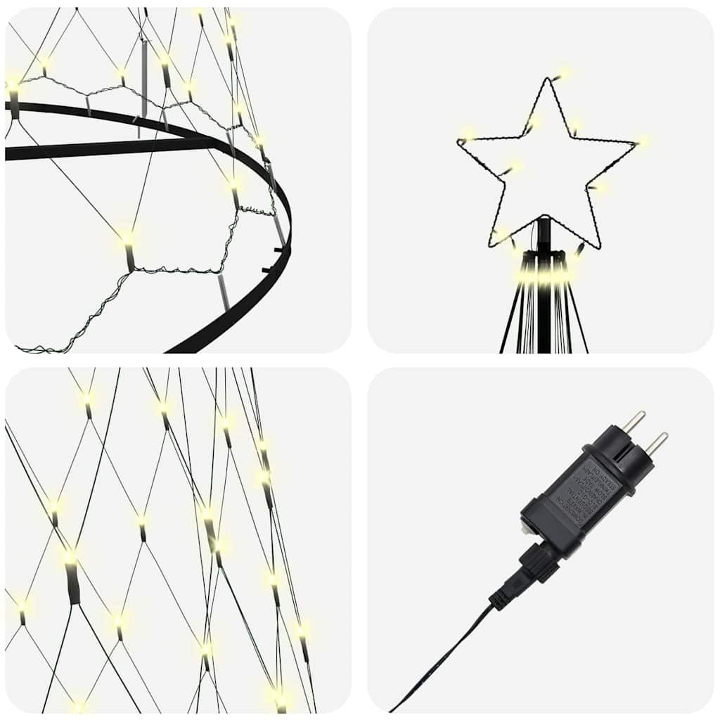 LED juletræ med 555 LED'er med stativ Varm hvid 500 cm Metal