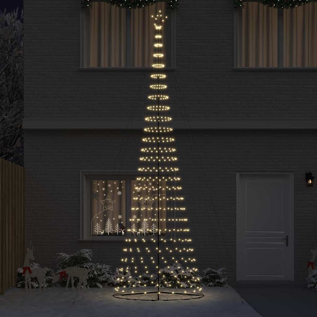 LED juletræ med 555 LED'er med stativ Varm hvid 500 cm Metal