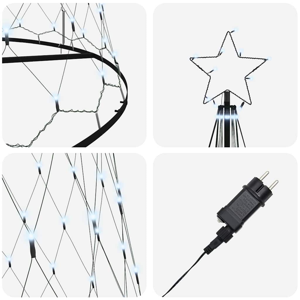 LED juletræ med 555 LED'er med stativ Kold hvid 500 cm Metal