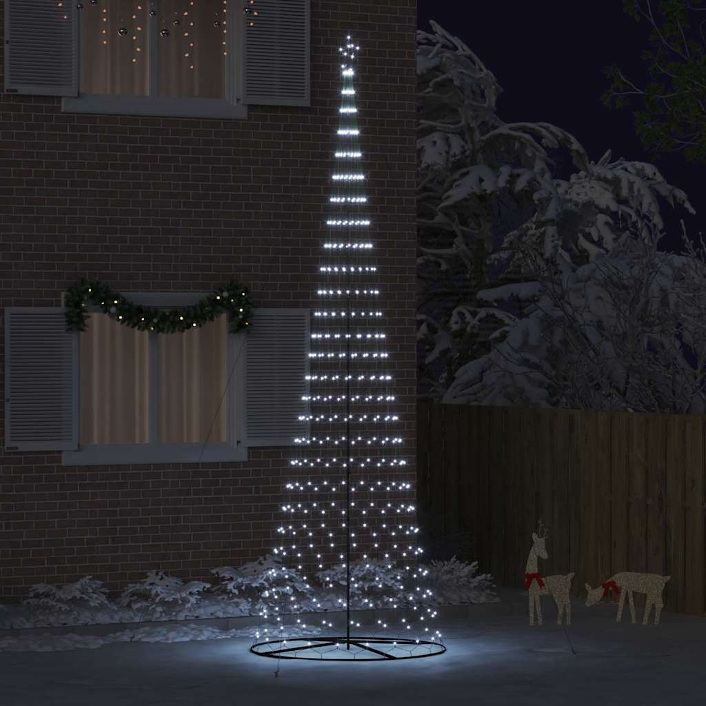 LED juletræ med 555 LED'er med stativ Kold hvid 500 cm Metal