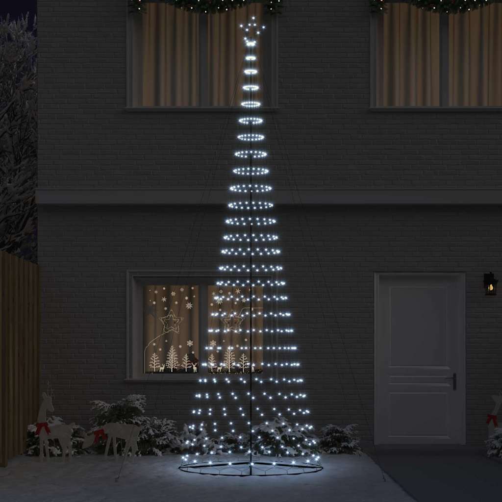 LED juletræ med 555 LED'er med stativ Kold hvid 500 cm Metal
