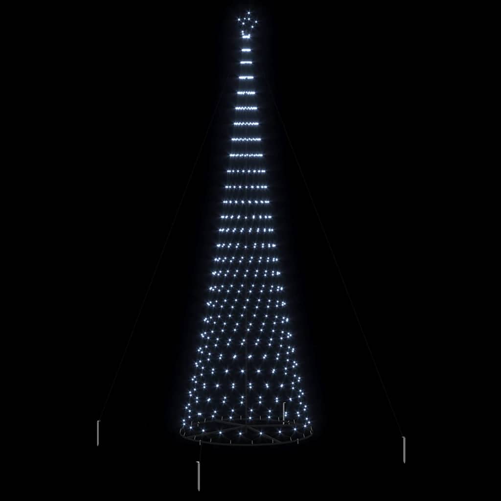 LED juletræ med 555 LED'er med stativ Kold hvid 500 cm Metal