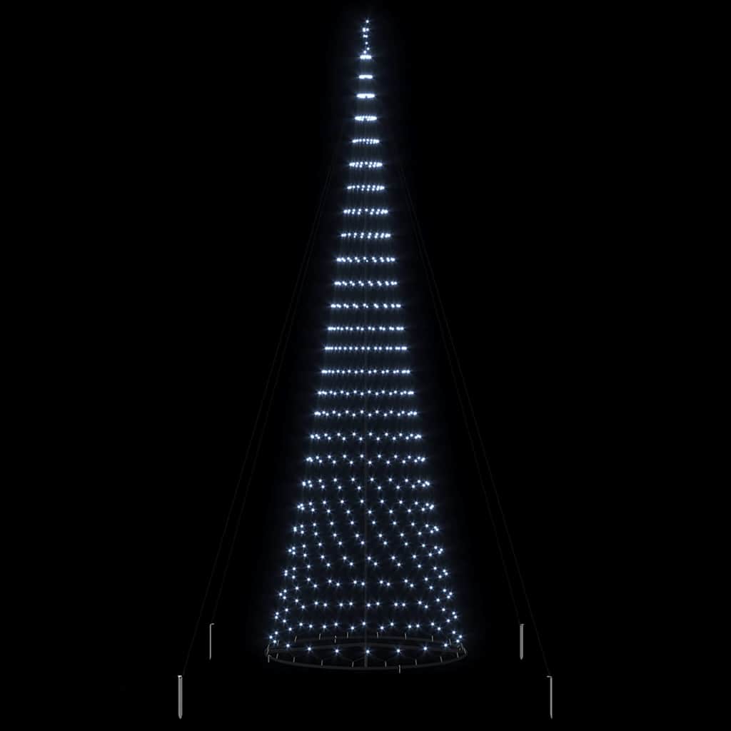LED juletræ med 555 LED'er med stativ Kold hvid 500 cm Metal