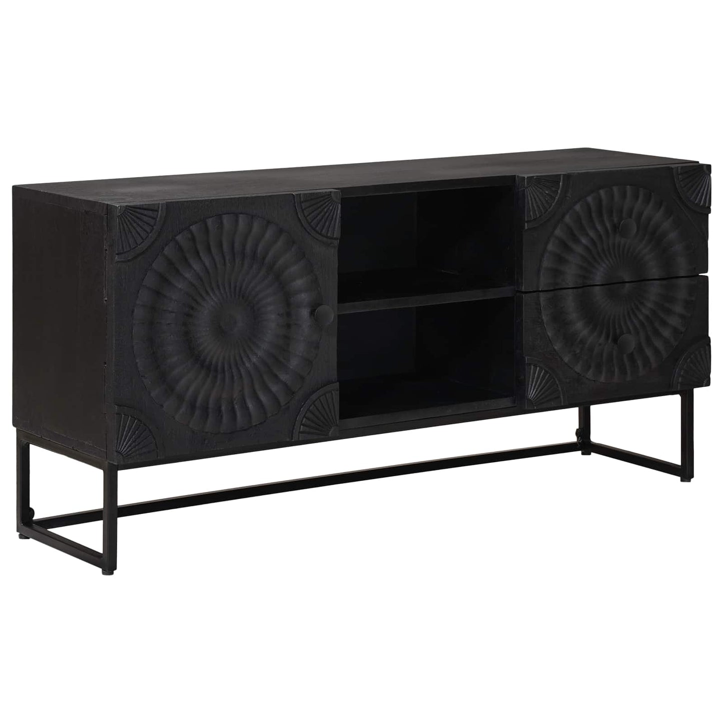 TV-skab Sort 105 x 30 x 54 cm Massivt Mango Træ og Ingeniørtræ