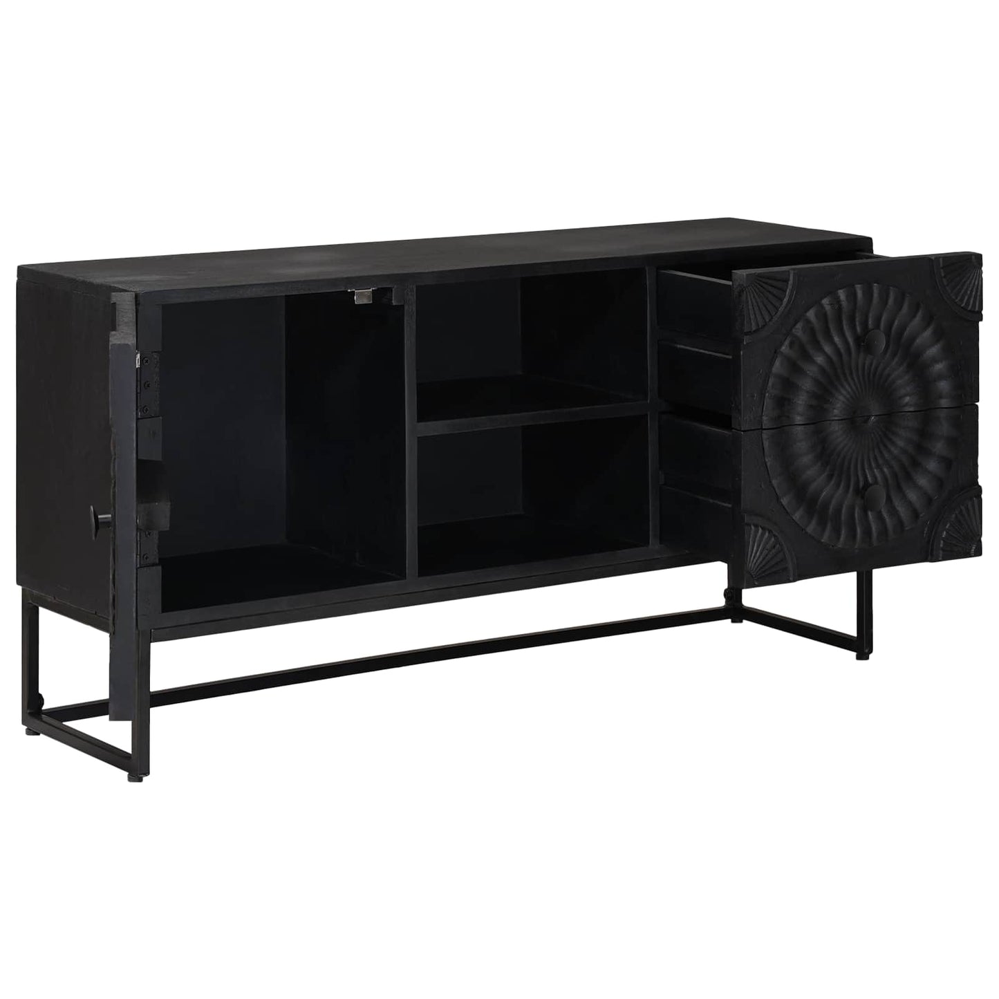 TV-skab Sort 105 x 30 x 54 cm Massivt Mango Træ og Ingeniørtræ