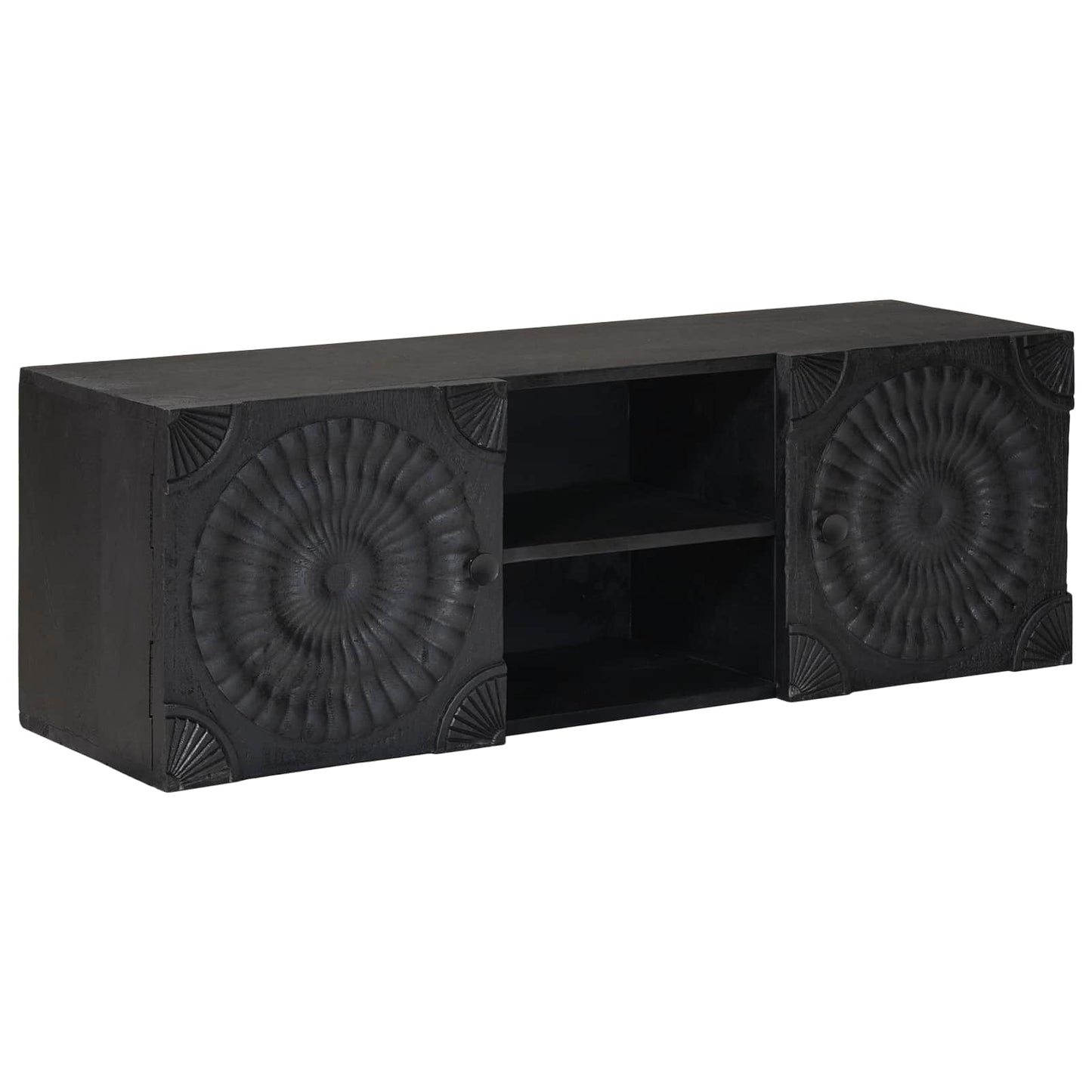 TV-skab Sort 105 x 30 x 35 cm Massivt Mango Træ og Ingeniørtræ