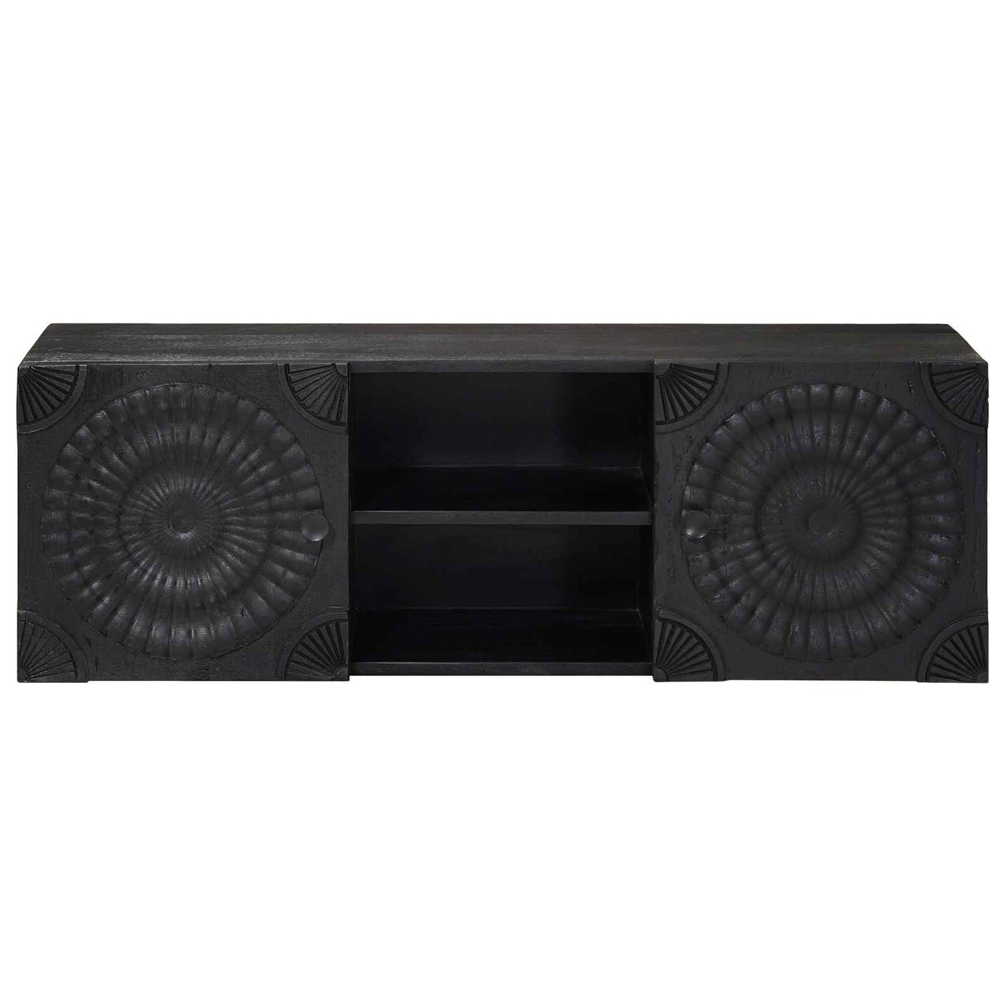 TV-skab Sort 105 x 30 x 35 cm Massivt Mango Træ og Ingeniørtræ