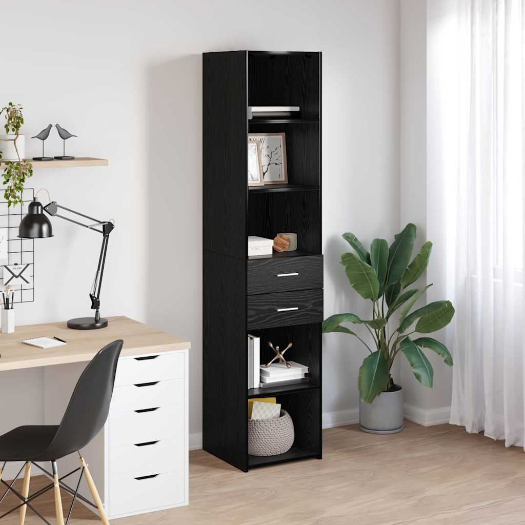 Highboard med skuffe Sort eg 40 x 42,5 x 185 cm Konstrueret træ