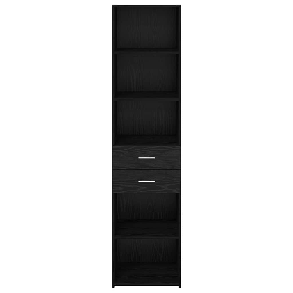 Highboard med skuffe Sort eg 45 x 42,5 x 185 cm Konstrueret træ