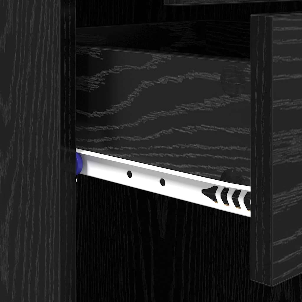 Highboard med skuffe Sort eg 50 x 42,5 x 185 cm Konstrueret træ
