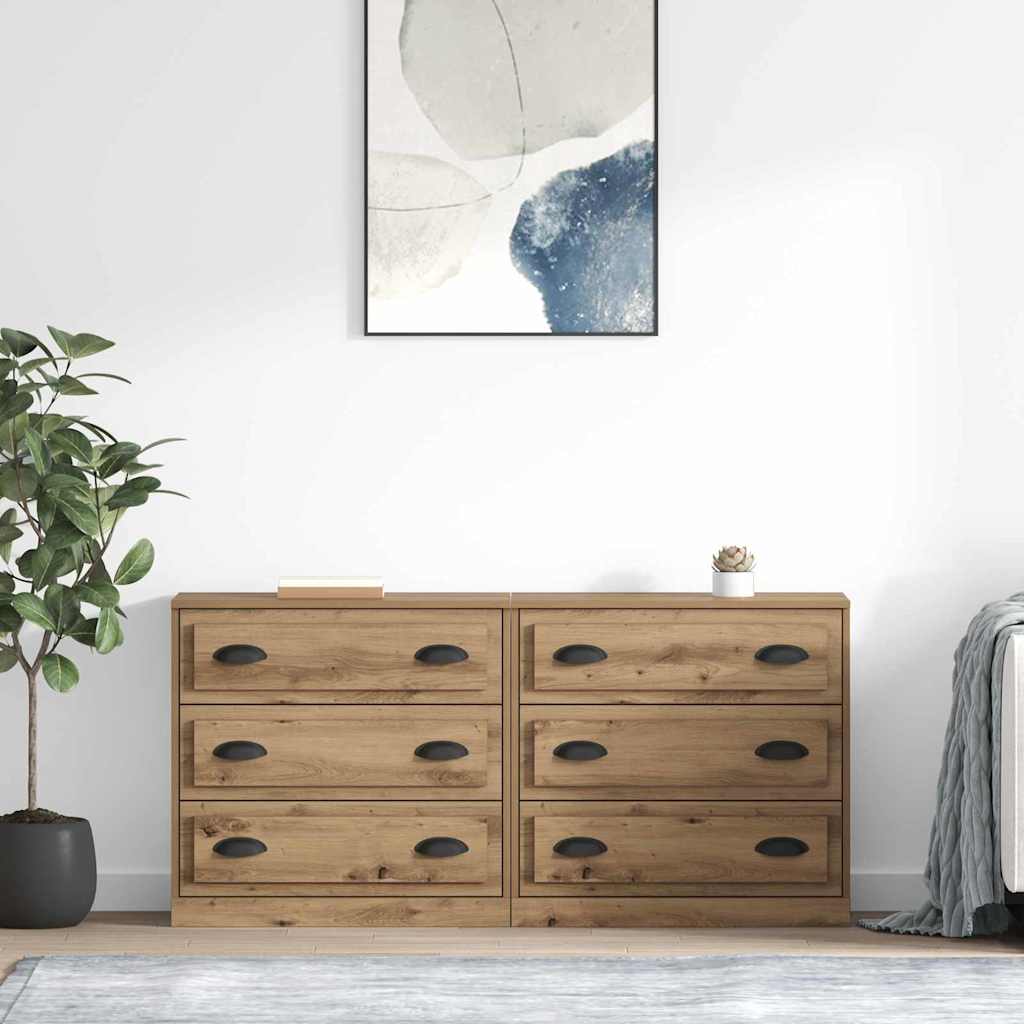 Sideboards 2 pcs Artisan Egetræ 70 x 35,5 x 67,5 cm