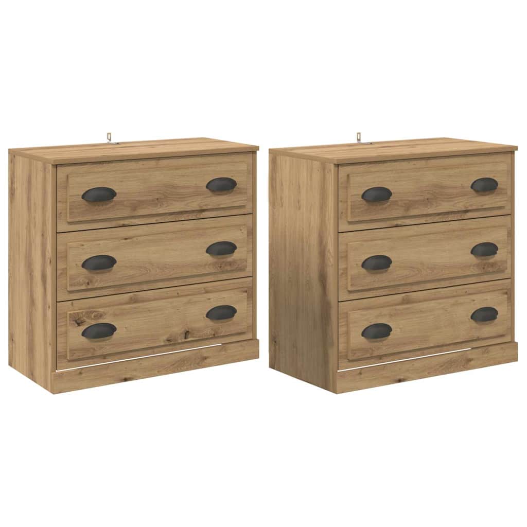 Sideboards 2 pcs Artisan Egetræ 70 x 35,5 x 67,5 cm