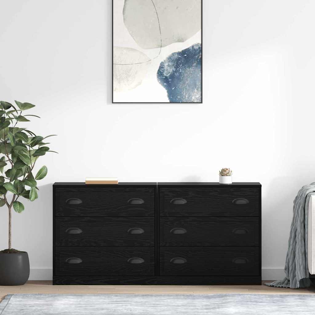 Sideboards 2 pcs Sort eg 70 x 35,5 x 67,5 cm Konstrueret træ