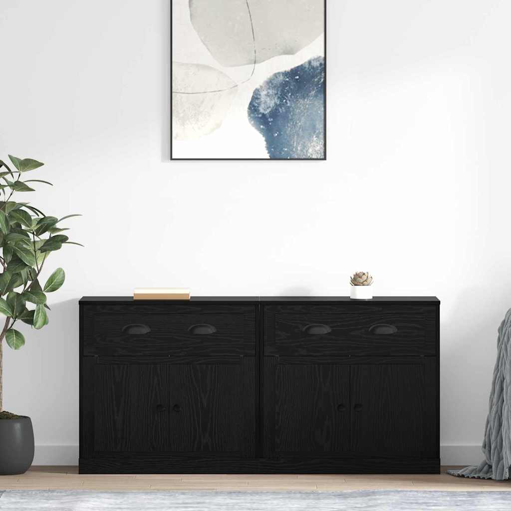 Sideboards 2 pcs Sort eg 70 x 35,5 x 67,5 cm Konstrueret træ