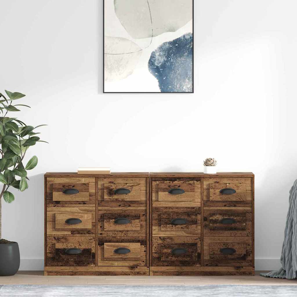 Sideboards med skuffe 2 pcs Gammelt træ 70 x 35,5 x 67,5 cm