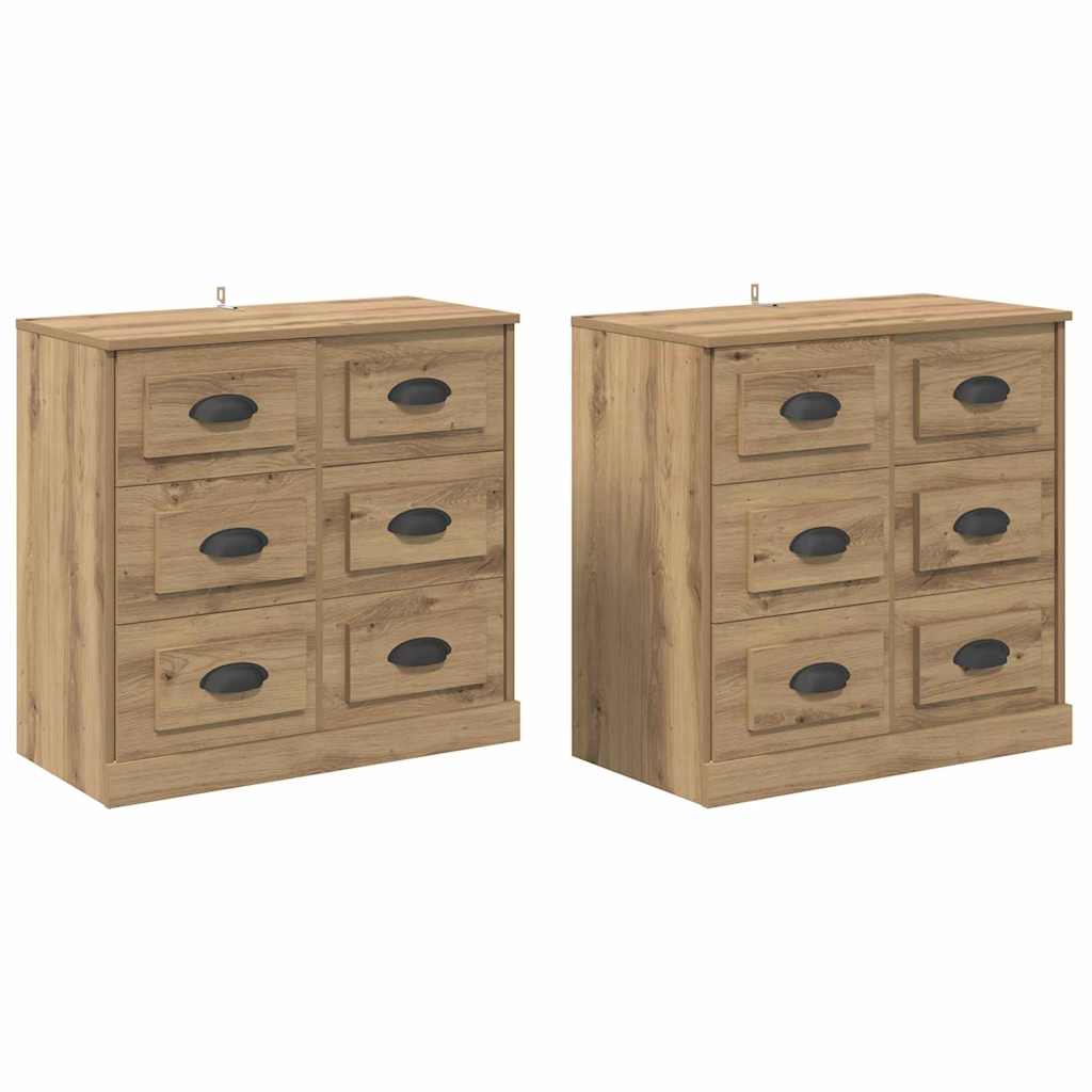 Sideboards 2 pcs Artisan Egetræ 70 x 35,5 x 67,5 cm