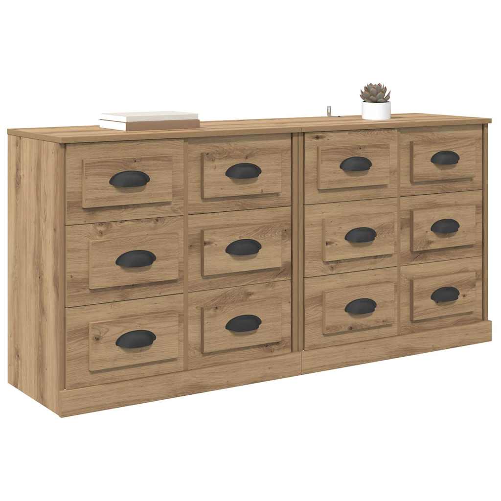 Sideboards 2 pcs Artisan Egetræ 70 x 35,5 x 67,5 cm