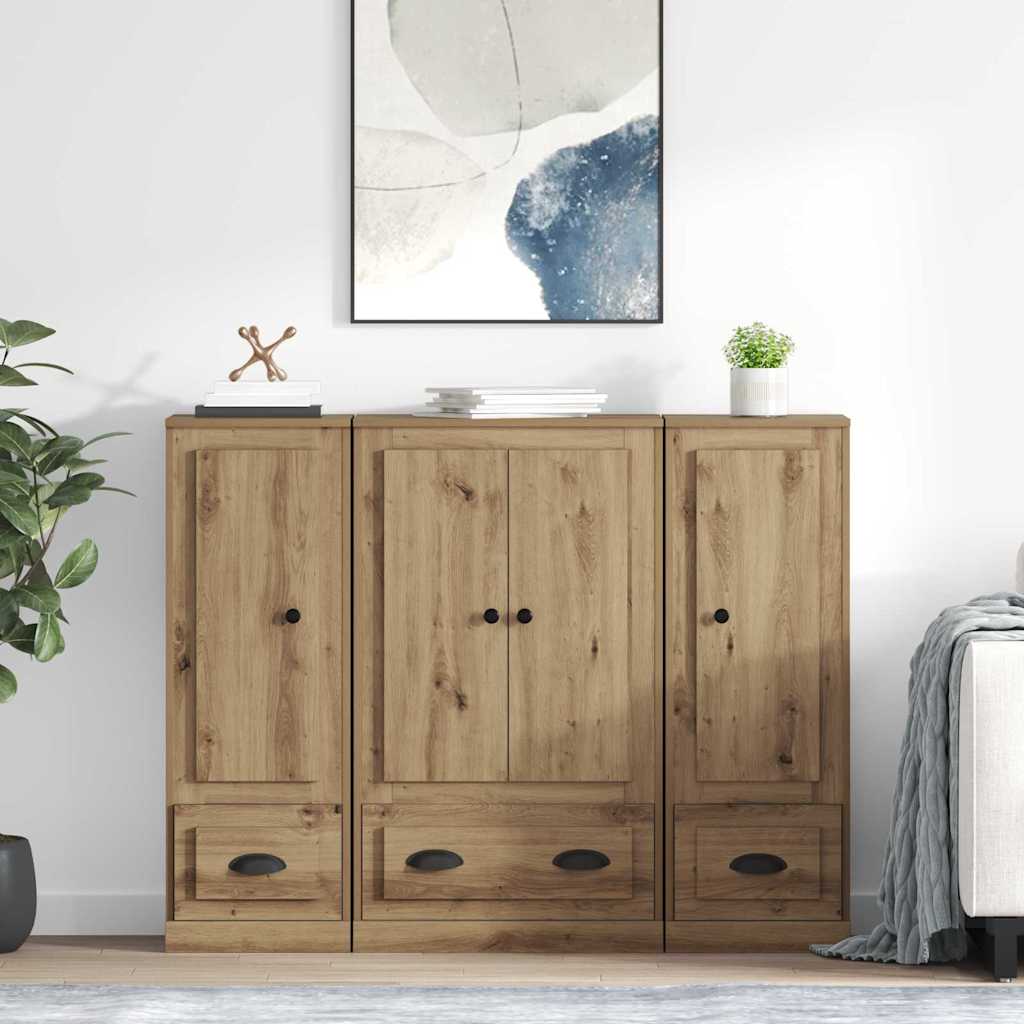 Highboard 3 pcs Artisan Egetræ 132 x 35,5 x 103,5 cm