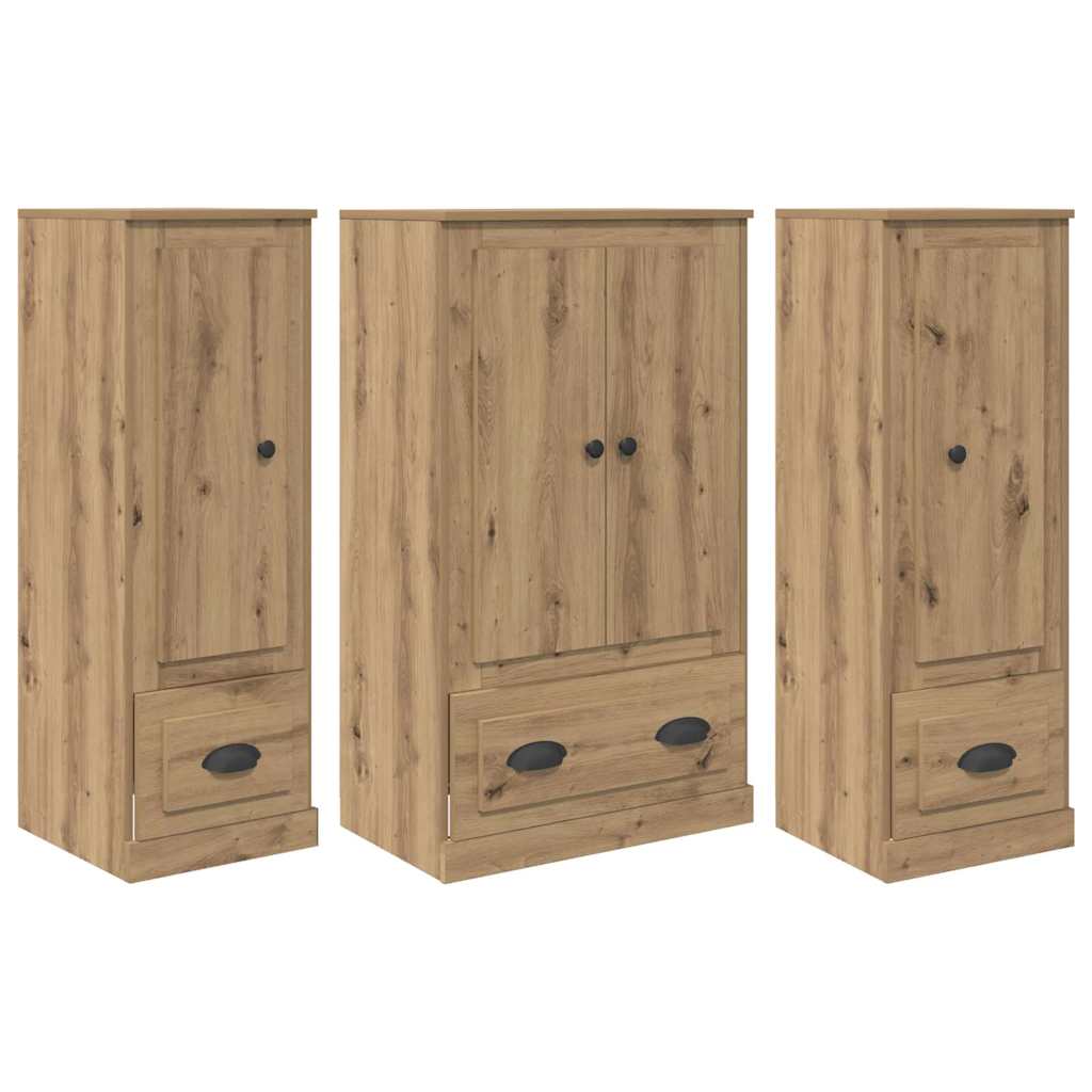 Highboard 3 pcs Artisan Egetræ 132 x 35,5 x 103,5 cm