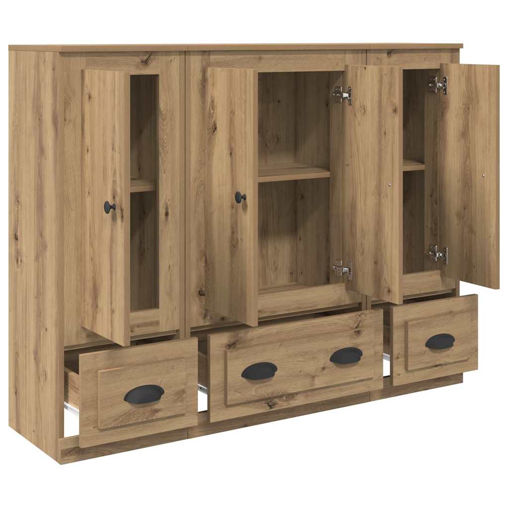 Highboard 3 pcs Artisan Egetræ 132 x 35,5 x 103,5 cm