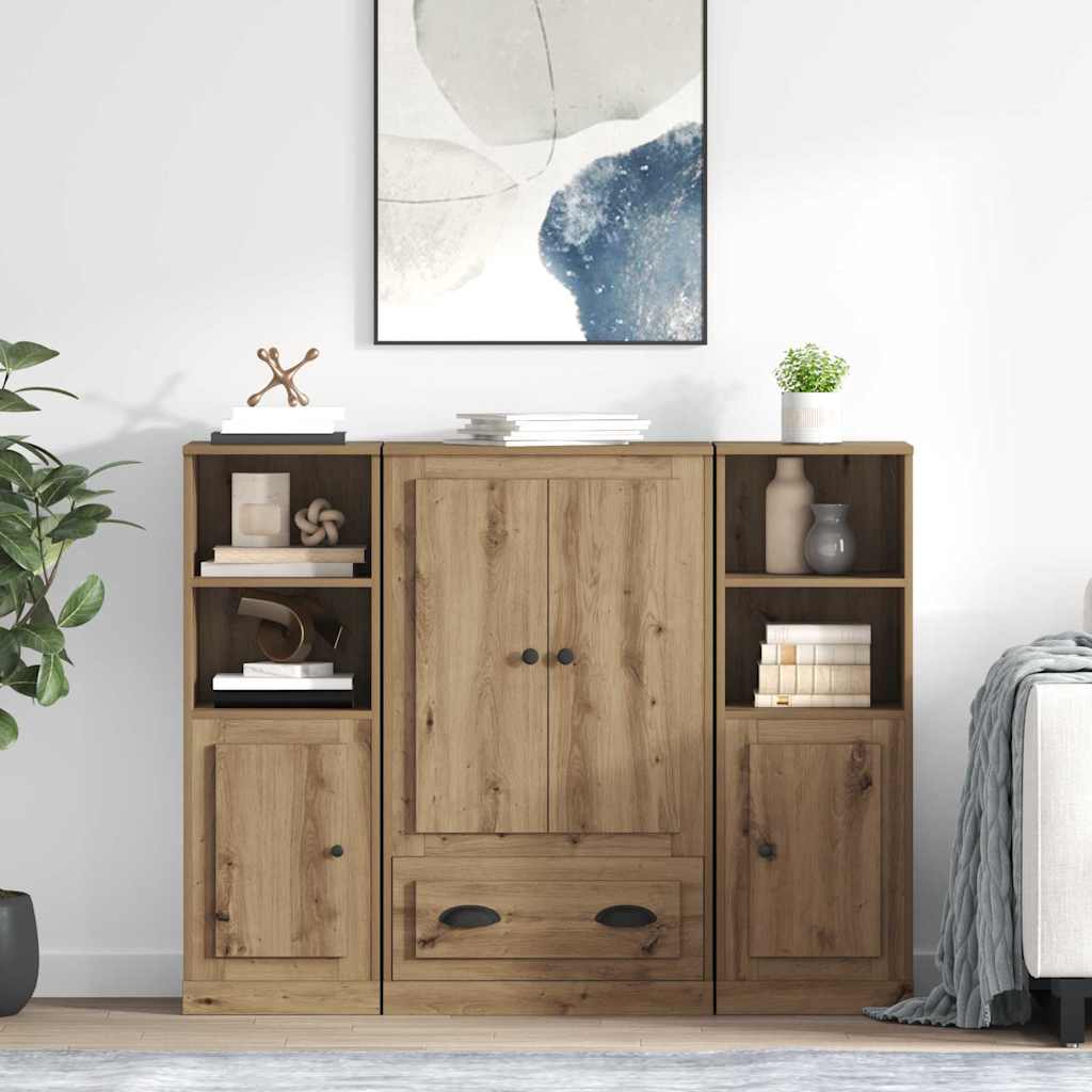 Highboard 3 pcs Artisan Egetræ 132 x 35,5 x 103,5 cm