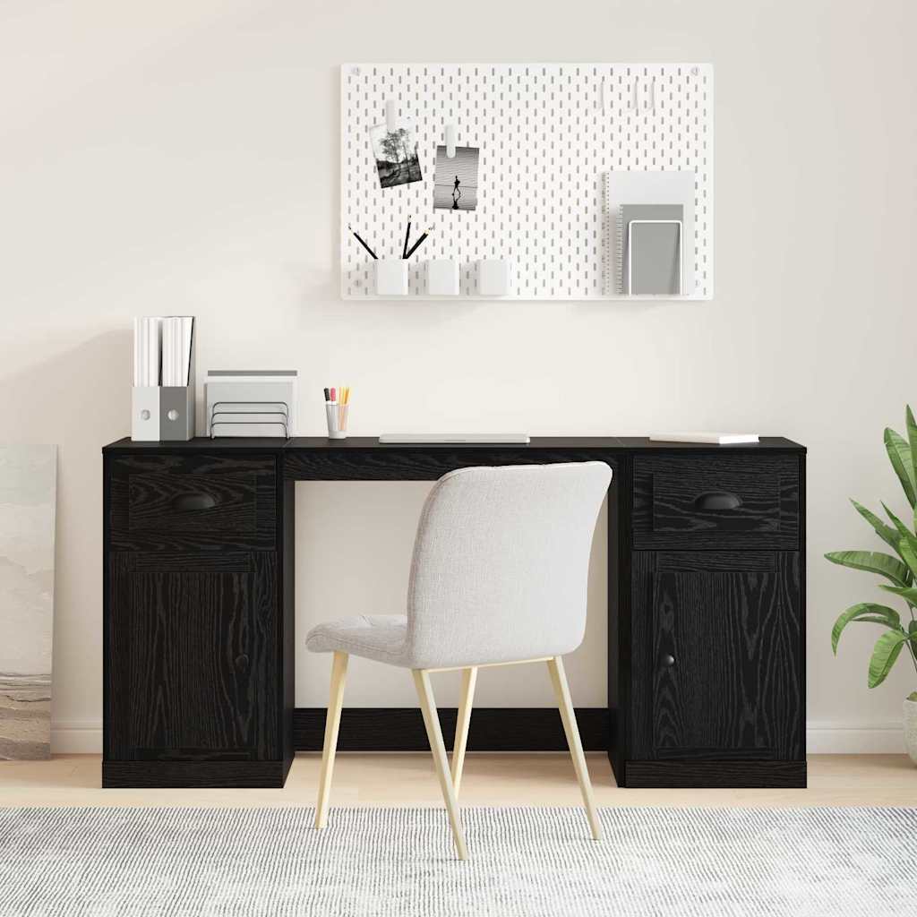 Skrivebord med skab Sort eg 154,5 x 50 x 75 cm Konstrueret træ