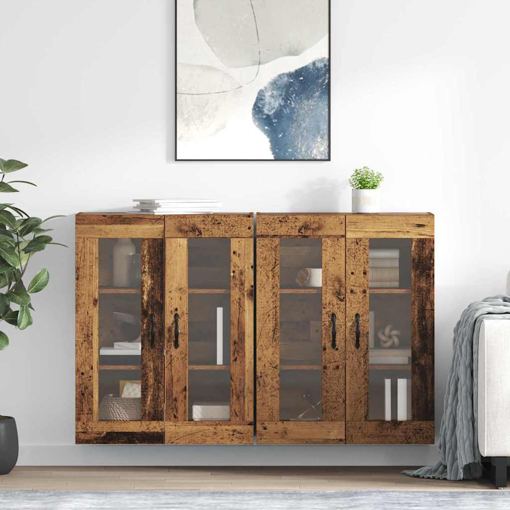 Væggeskabe 2 pcs Gammelt træ 69,5 x 34 x 90 cm Konstrueret træ