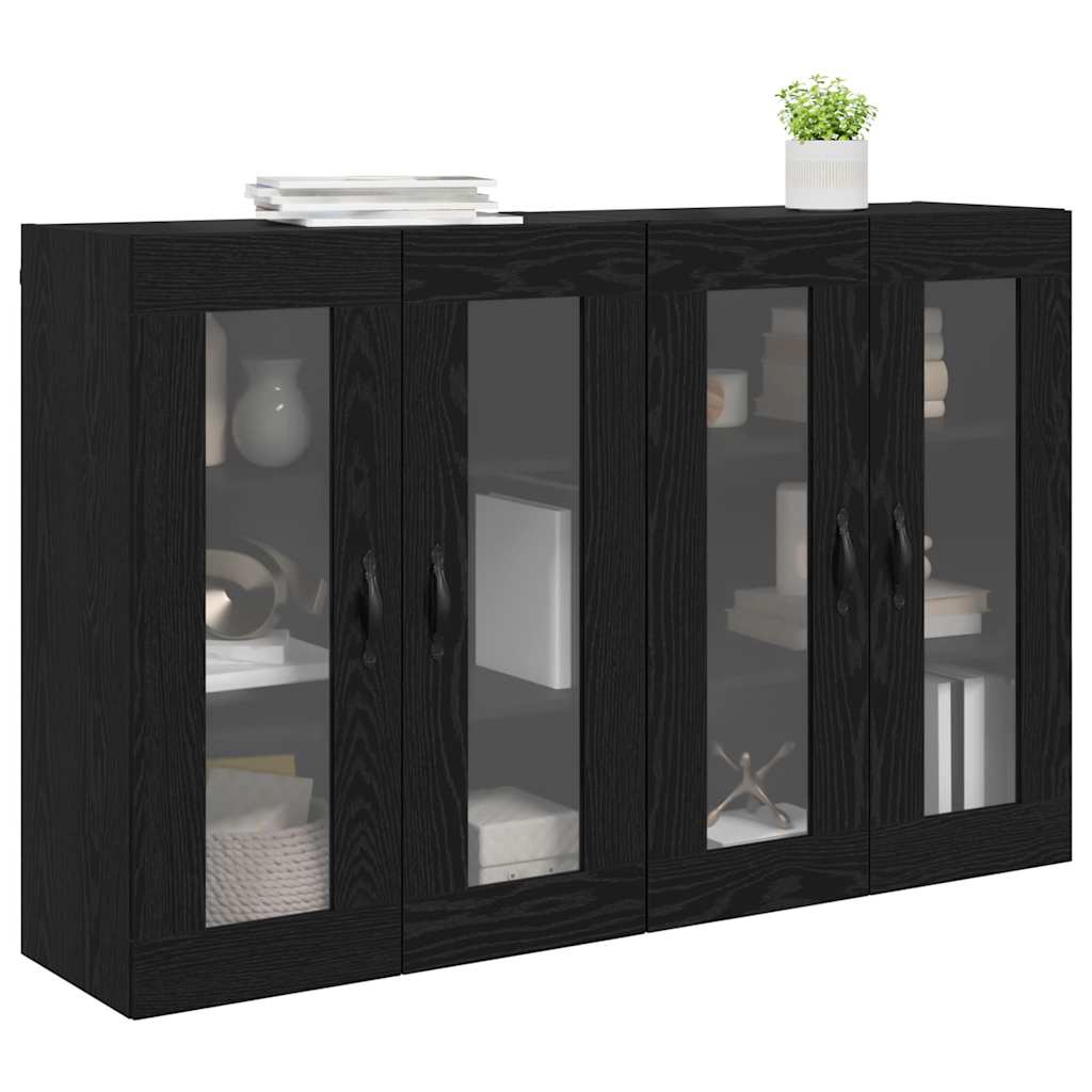Væggeskabe 2 pcs Sort eg 69,5 x 34 x 90 cm Konstrueret træ
