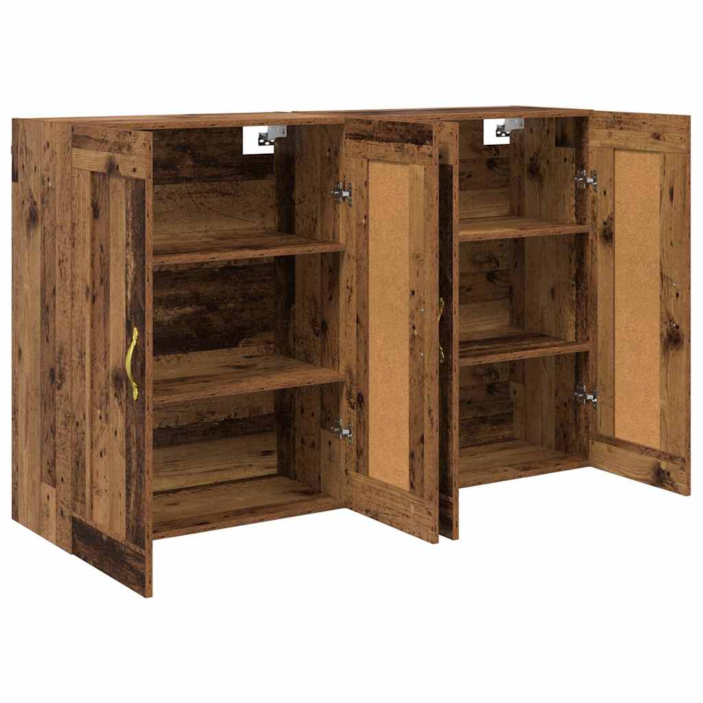 Væghængt skab Vægmonteret 2 pcs Gammelt træ 69,5 x 34 x 90 cm