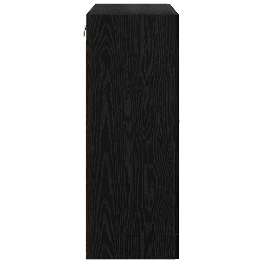 Væghængt skab 2 pcs Sort eg 69,5 x 34 x 90 cm Konstrueret træ