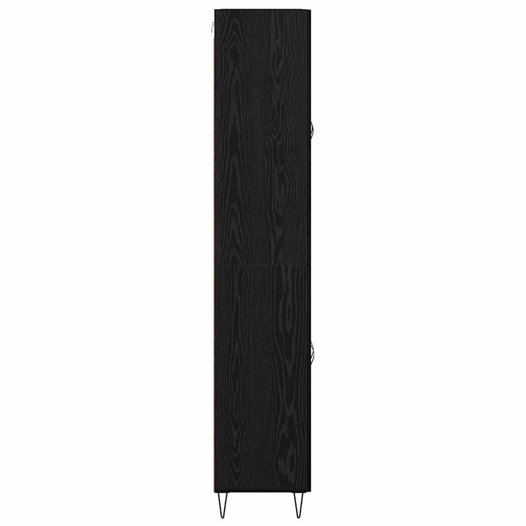 Highboard Hvid og Sort Eg 69,5 x 34 x 180 cm Konstrueret træ