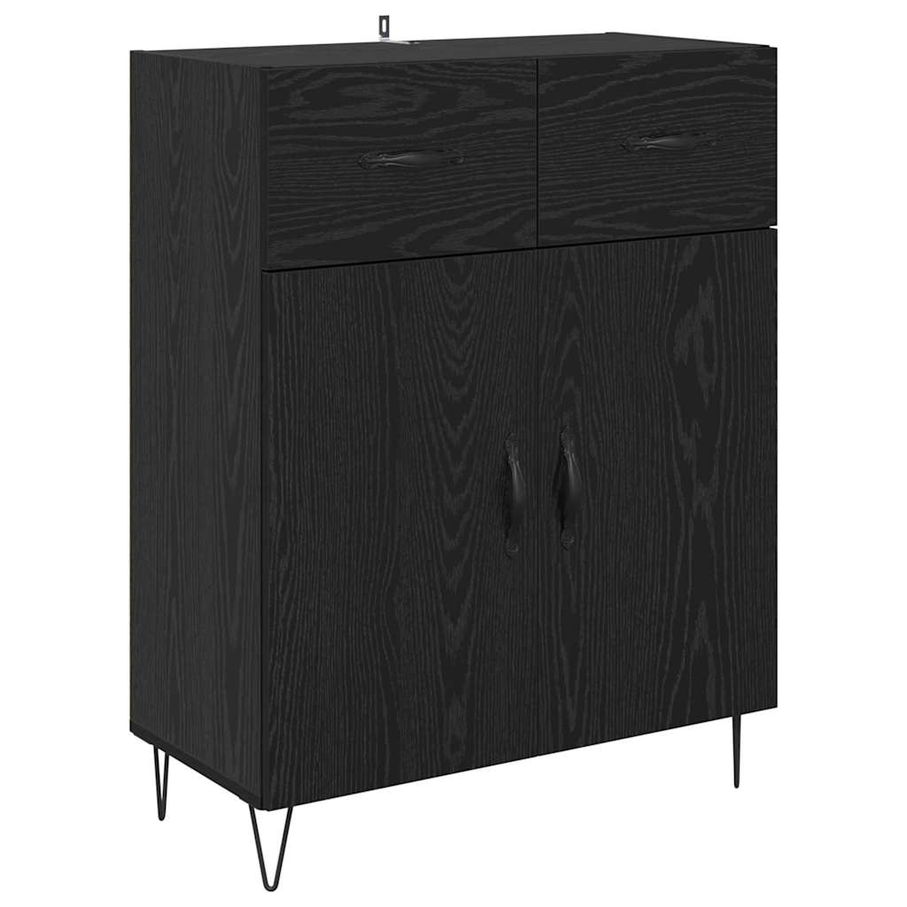 Highboard med skuffe Sort eg 69,5 x 34 x 90 cm Konstrueret træ