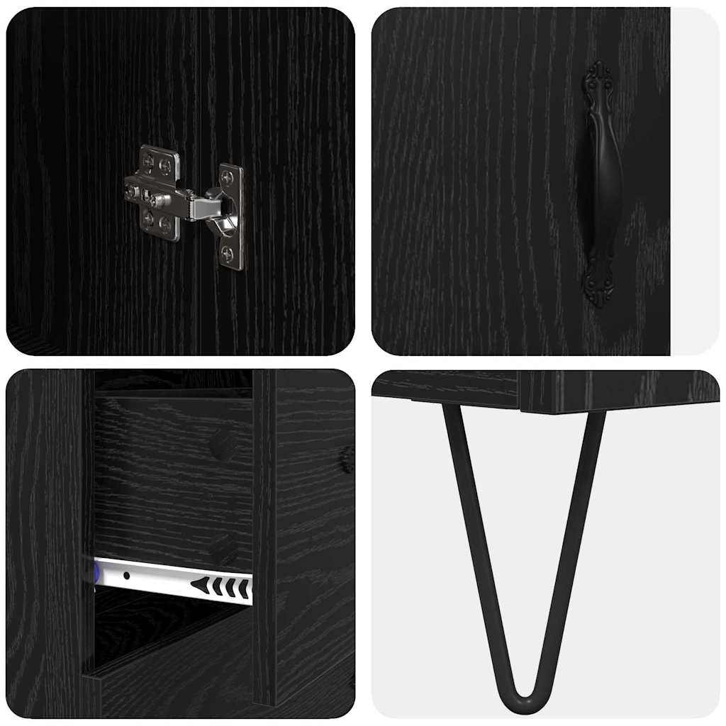 Highboard med skuffe Sort eg 34,5 x 34 x 90 cm Konstrueret træ