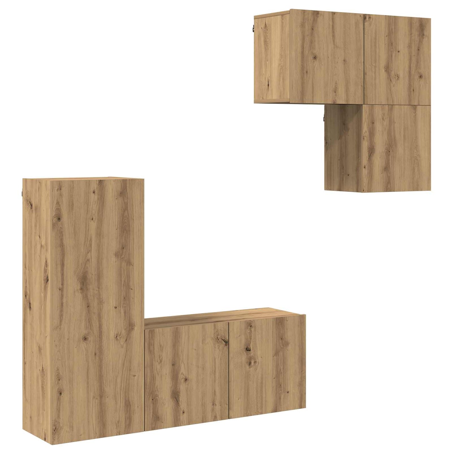 TV-skab 4 pcs Artisan Egetræ Konstrueret træ