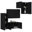 TV-skab Vægmonteret 4 pcs Sort eg Konstrueret træ