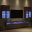TV Væghængt Skabssæt med LED-lys 7 pcs artisan eg