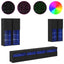 TV Væghængt Skabssæt med LED-lys 7 pcs Sort eg 100 x 30 x 40 cm
