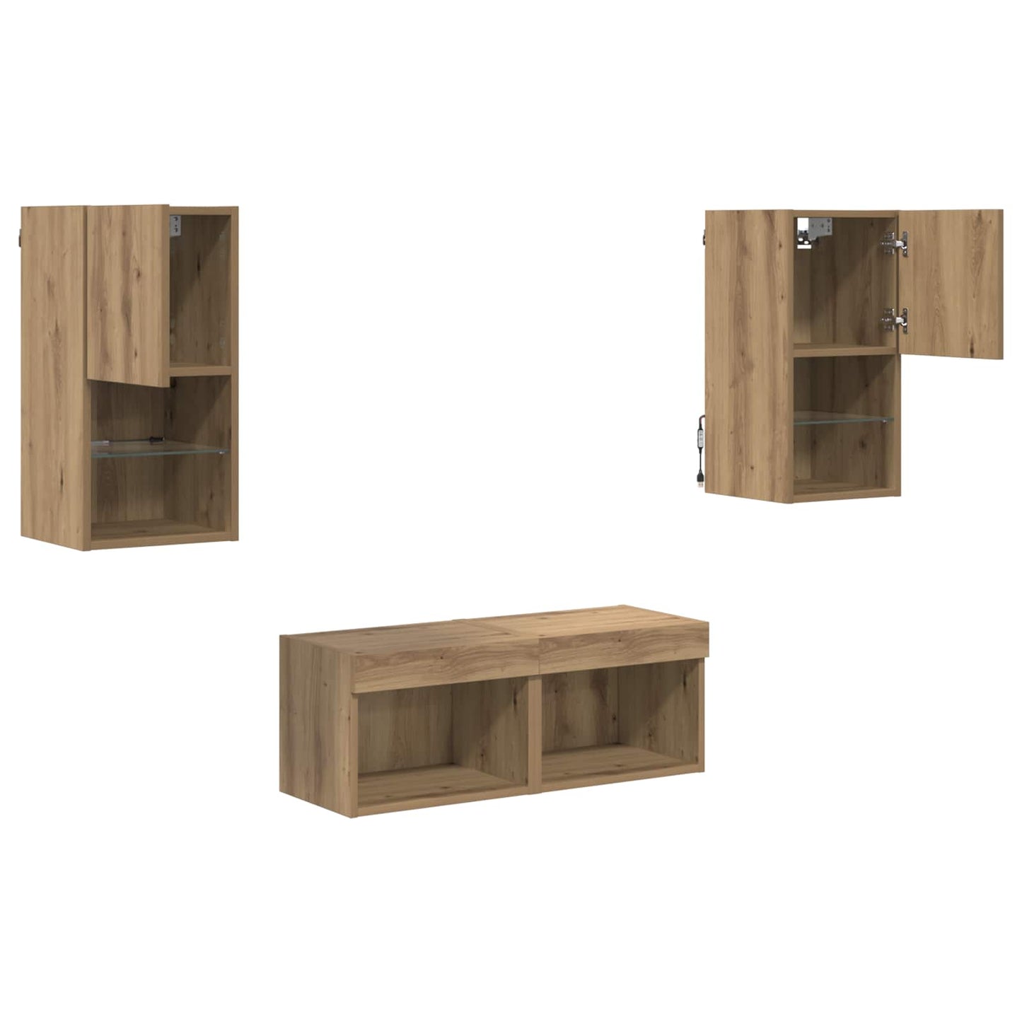 TV Væghylder 4 pcs Artisan Egetræ Konstrueret træ