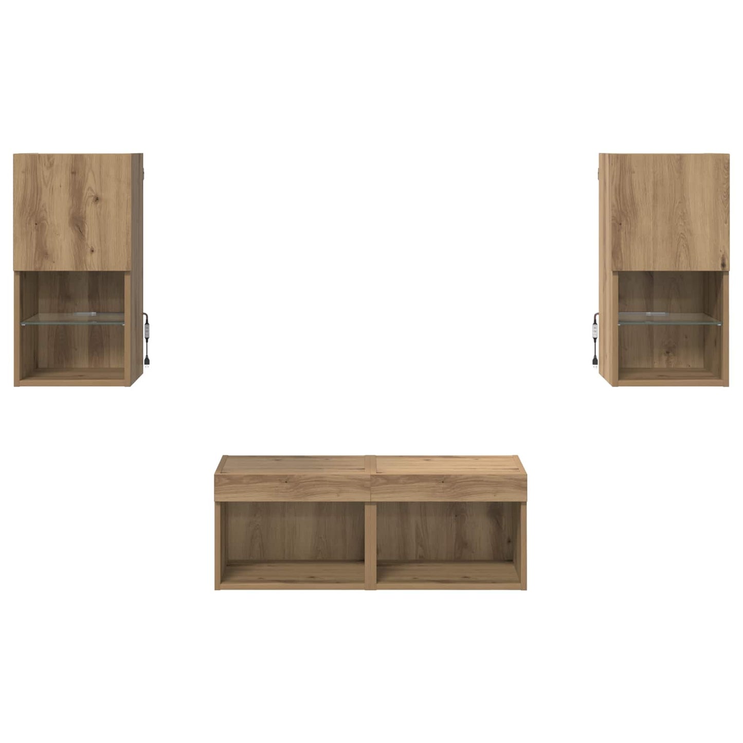 TV Væghylder 4 pcs Artisan Egetræ Konstrueret træ