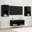 TV Væghylder med LED -strimmellys 4 pcs Sort eg Konstrueret træ