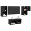 TV Væghylder med LED -strimmellys 4 pcs Sort eg Konstrueret træ